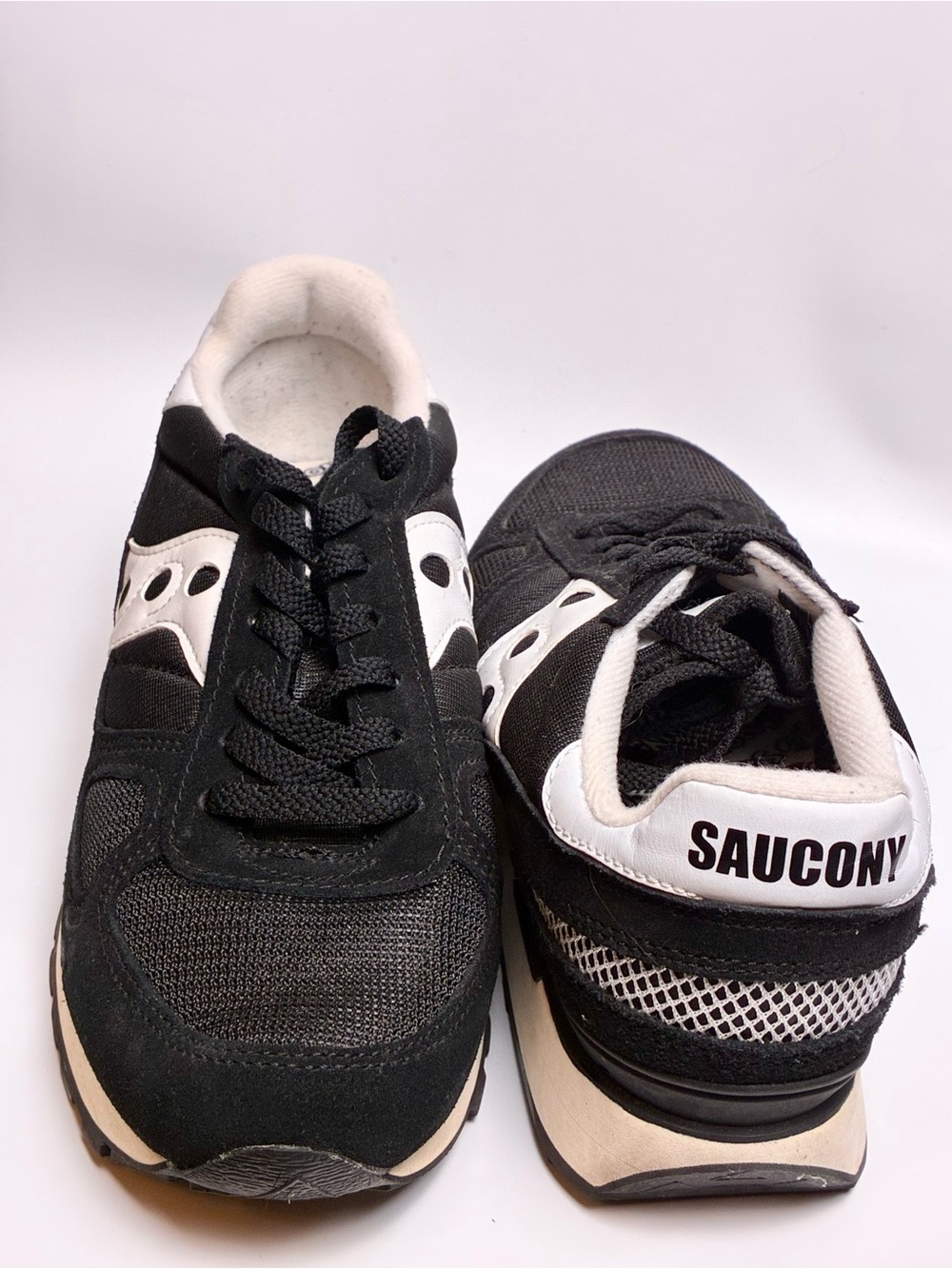 Saucony Black and White Retro Runner Sneakers